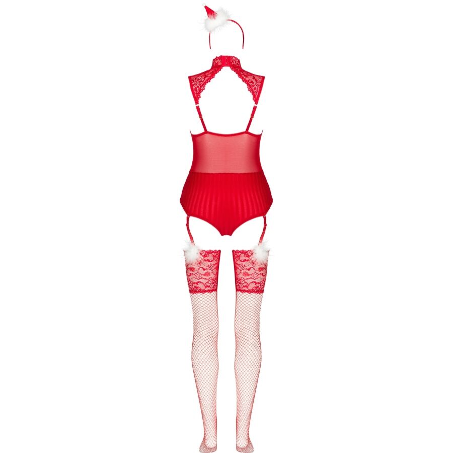 LIVCO CORSETTI FASHION - LIMPID SNOWFLAKES LC 90604 BODY + BAS + SERRE-TÊTE DE NOËL S/M