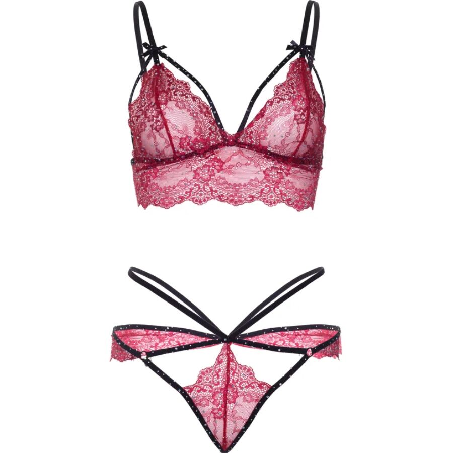LEG AVENUE - SET SUJETADOR + TANGA BURDEOS
