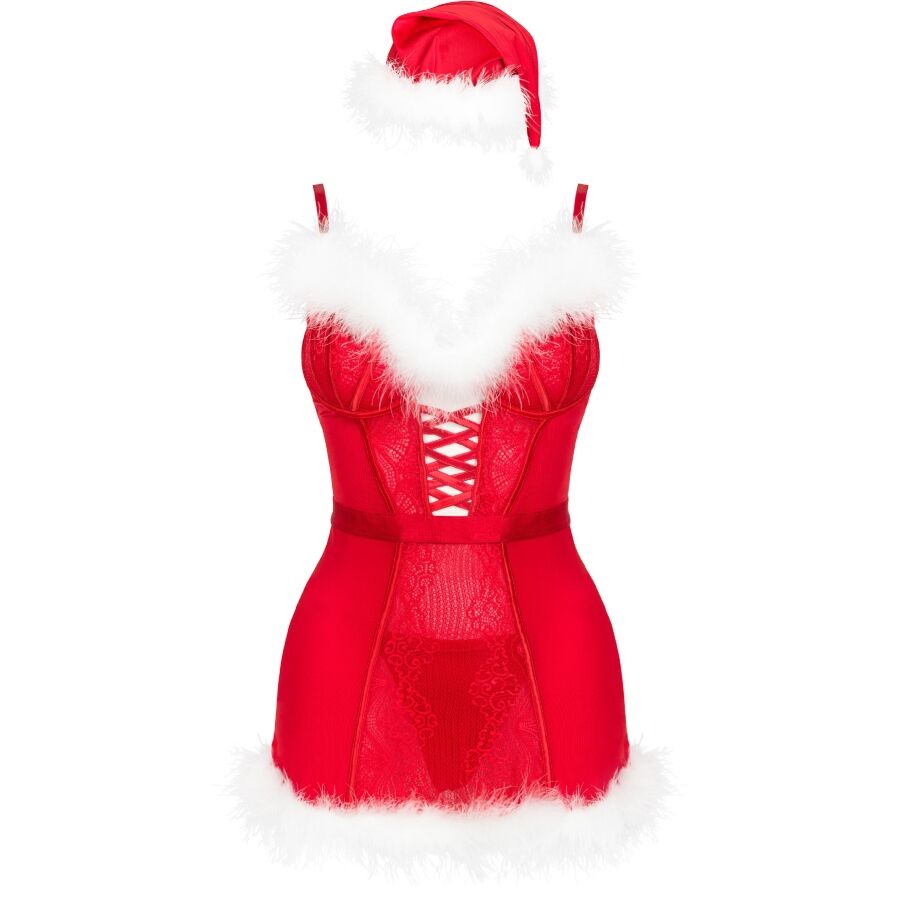 LIVCO CORSETTI FASHION - AGETHE LC 90607 CHEMISE + STRING + BONNET DE NOËL T. L/XL