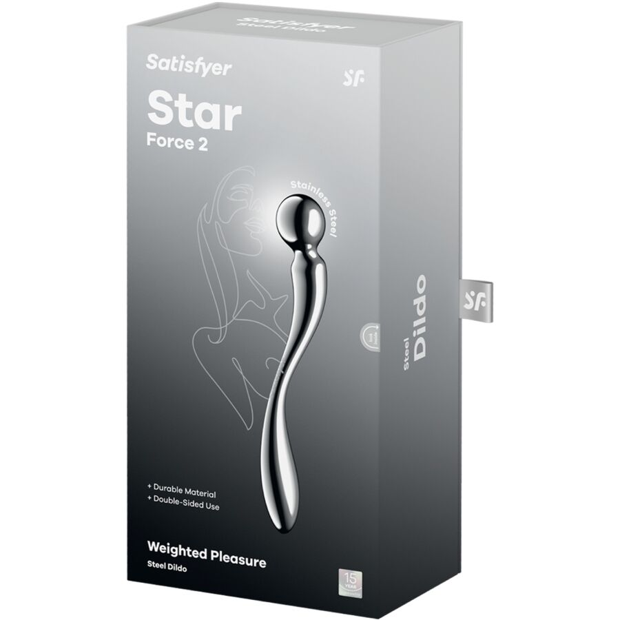 SATISFYER - DOUBLE GODEMICHET EN ACIER INOXYDABLE STAR FORCE 2