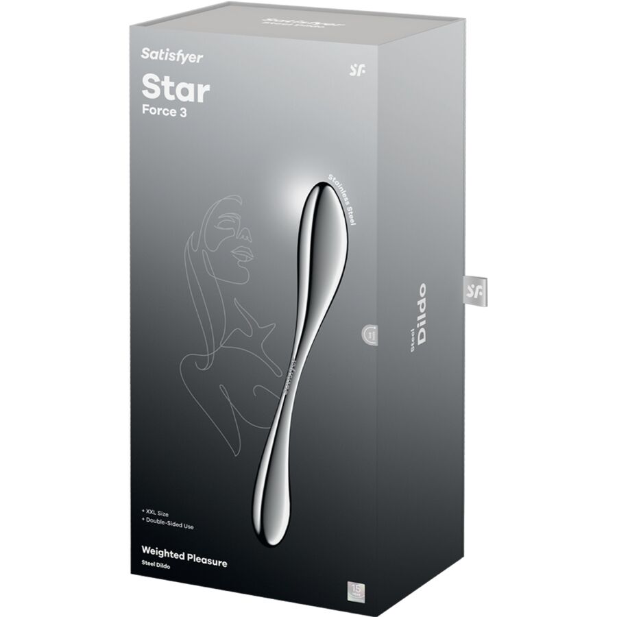 SATISFYER - STAR FORCE 3 DOUBLE GODEMICHET EN ACIER INOXYDABLE