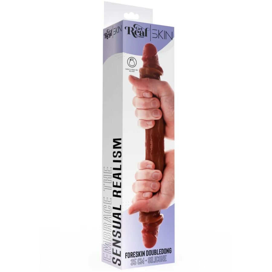GET REAL - GODEMICHET DOUBLE-FACE EN SILICONE CARAMEL 35 CM