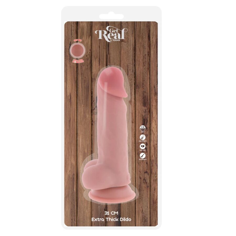 GET REAL - PÉNIS RÉALISTE DE LUXE AVEC TESTICULES EXTRA ÉPAIS 31 CM