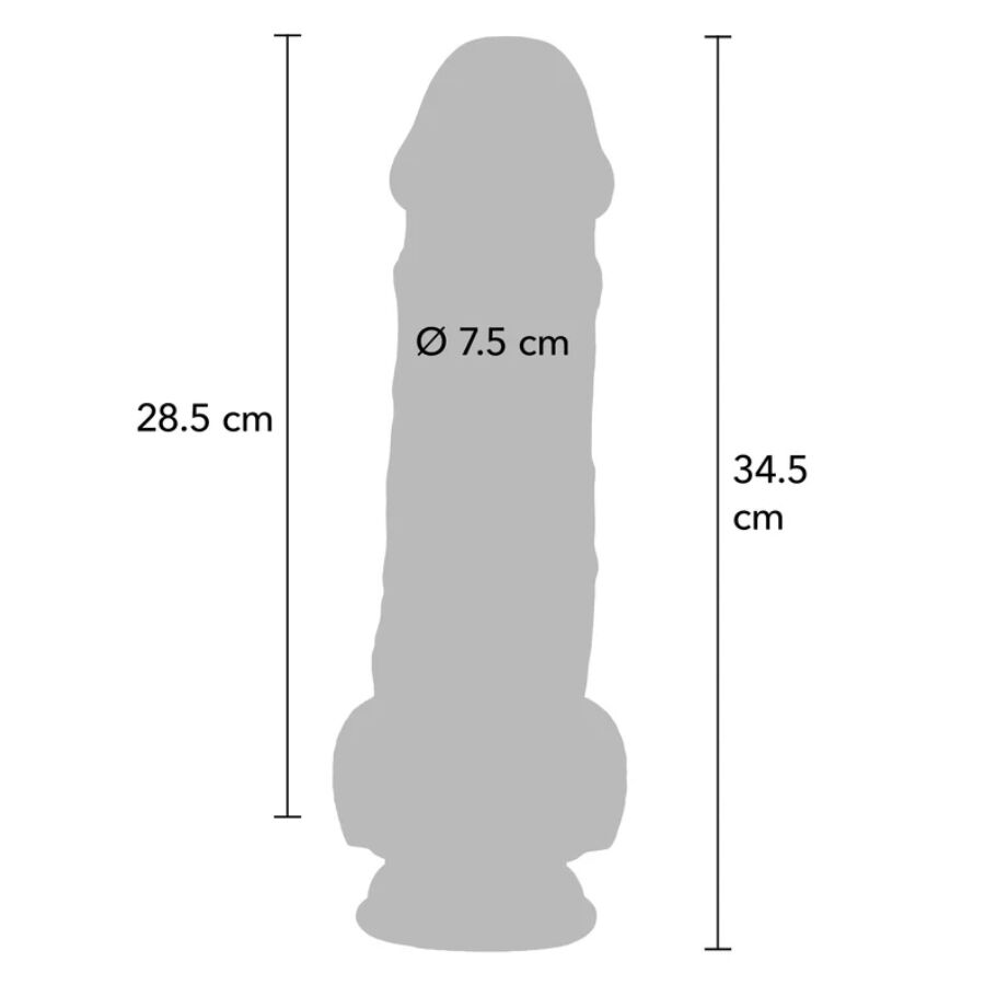 GET REAL - PÉNIS RÉALISTE DELUXE AVEC TESTICULES, EXTRA ÉPAIS, 34,5 CM