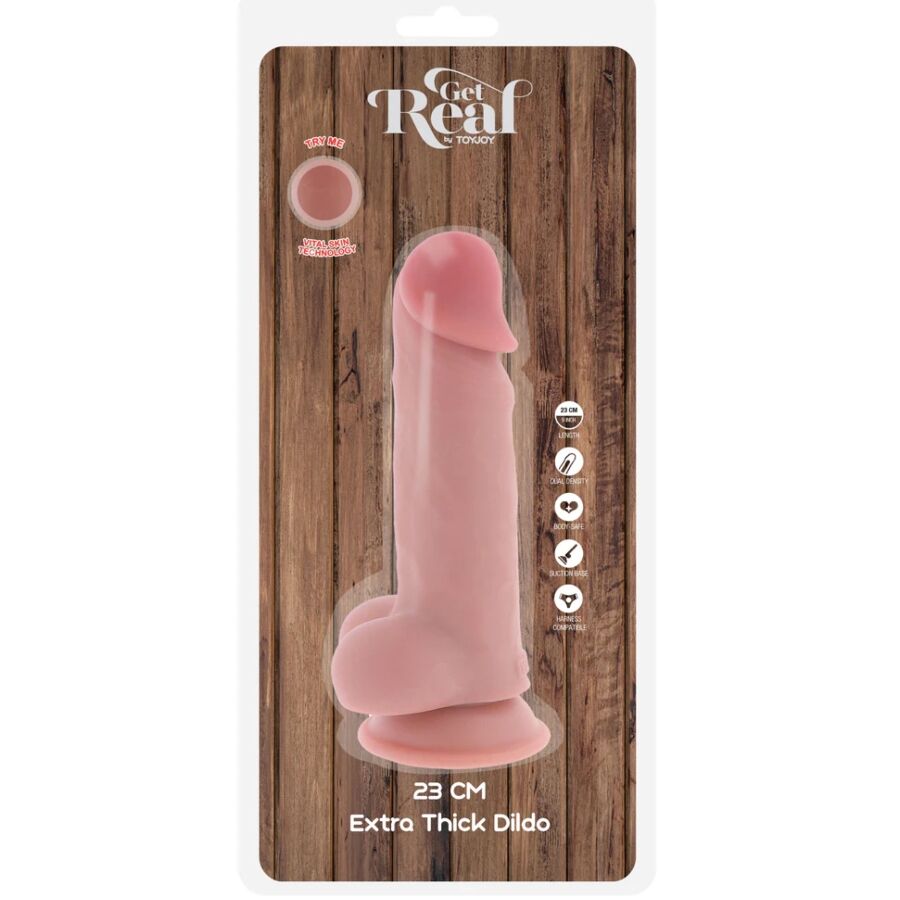 GET REAL - PÉNIS RÉALISTE DE LUXE AVEC TESTICULES TRÈS ÉPAIS 23 CM