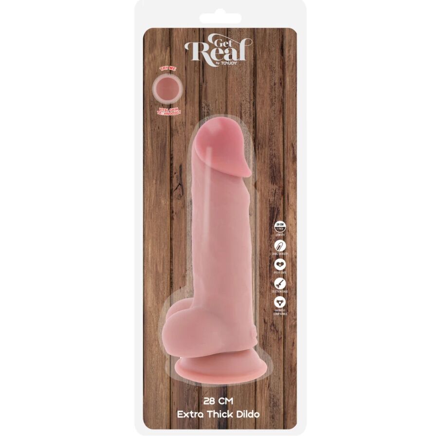 GET REAL - PÉNIS RÉALISTE DELUXE AVEC TESTICULES EXTRA ÉPAIS 28 CM