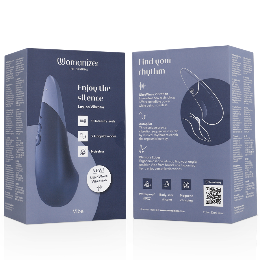 WOMANIZER - VIBE VIBRATEUR SILENCIEUX À POSER BLEU FONCÉ