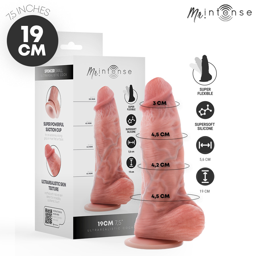 MR INTENSE - PETIT GODEMICHET EN SILICONE SPENCER 19 CM -Ø- 4,5 CM