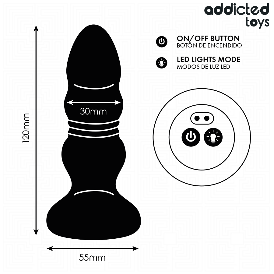ADDICTED TOYS – PLUG ANAL VIBRANT ROTATIF AVEC LUMIÈRE LED ET TÉLÉCOMMANDE