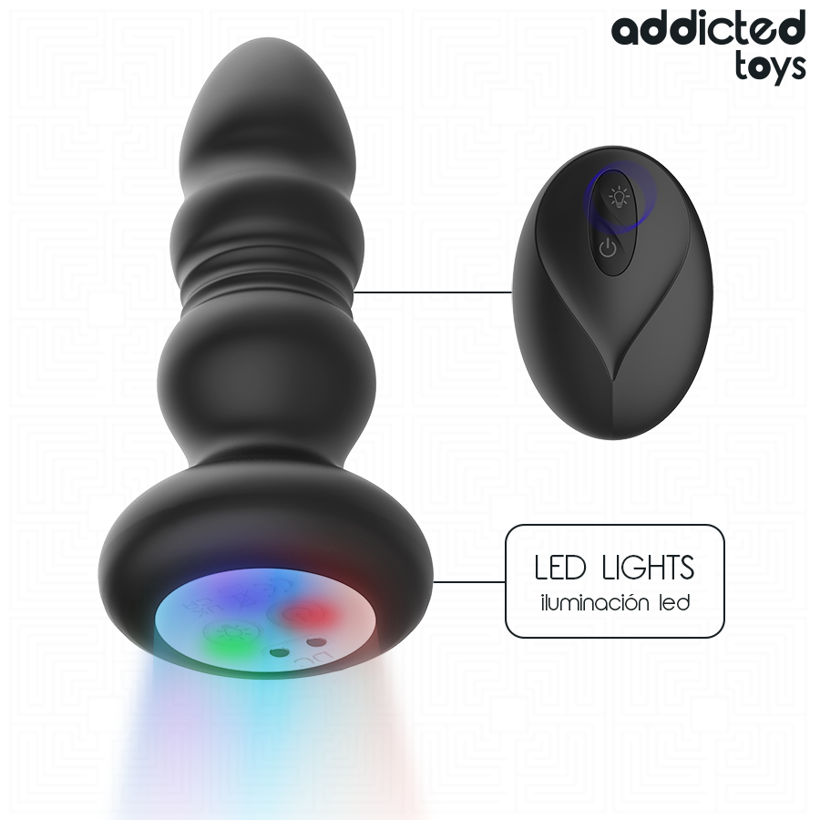 ADDICTED TOYS – PLUG ANAL VIBRANT ROTATIF AVEC LUMIÈRE LED ET TÉLÉCOMMANDE