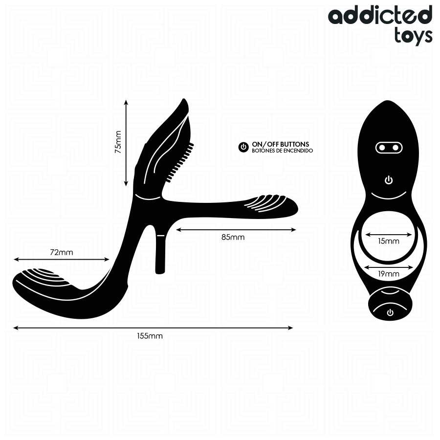 ADDICTED TOYS - ANNEAU PÉNIEN DOUBLE AVEC STIMULATEUR CLITORIDIEN