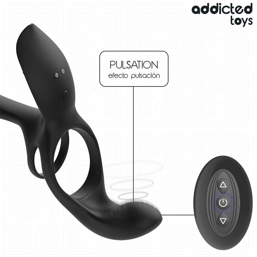 ADDICTED TOYS - ANNEAU PÉNIEN DOUBLE AVEC STIMULATEUR CLITORIDIEN