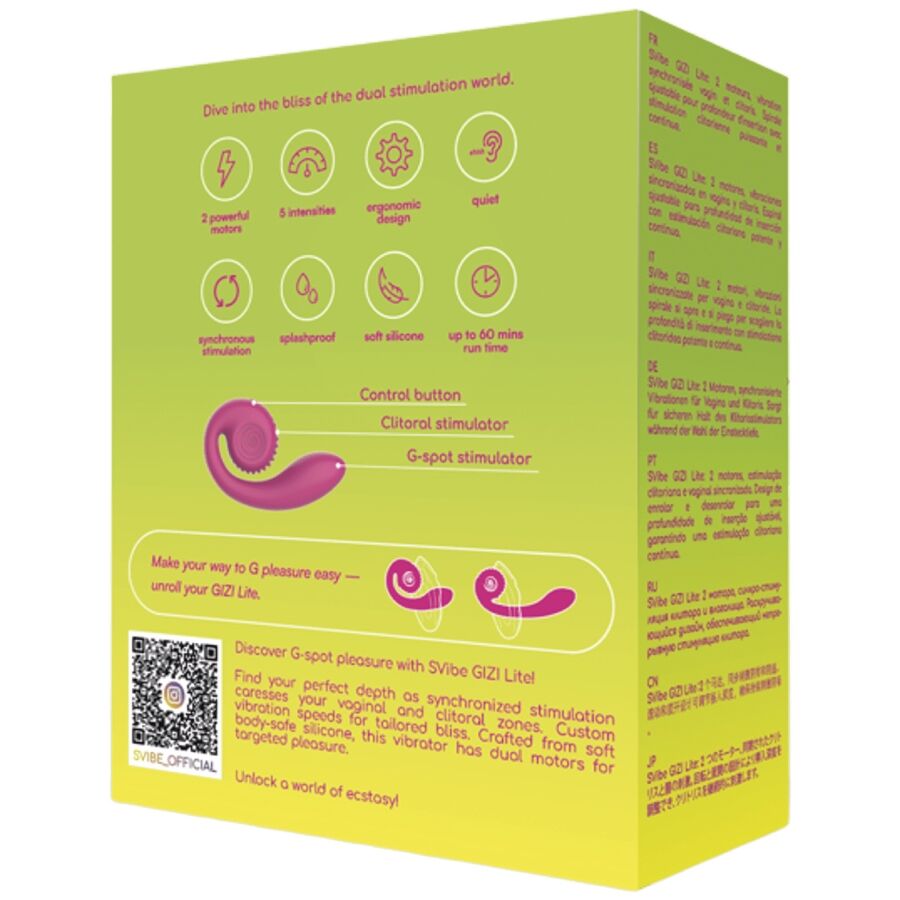 SNAIL VIBE - VIBRATEUR DOUBLE STIMULATION POINT G ET CLITORIS GIZI LITE ROSE