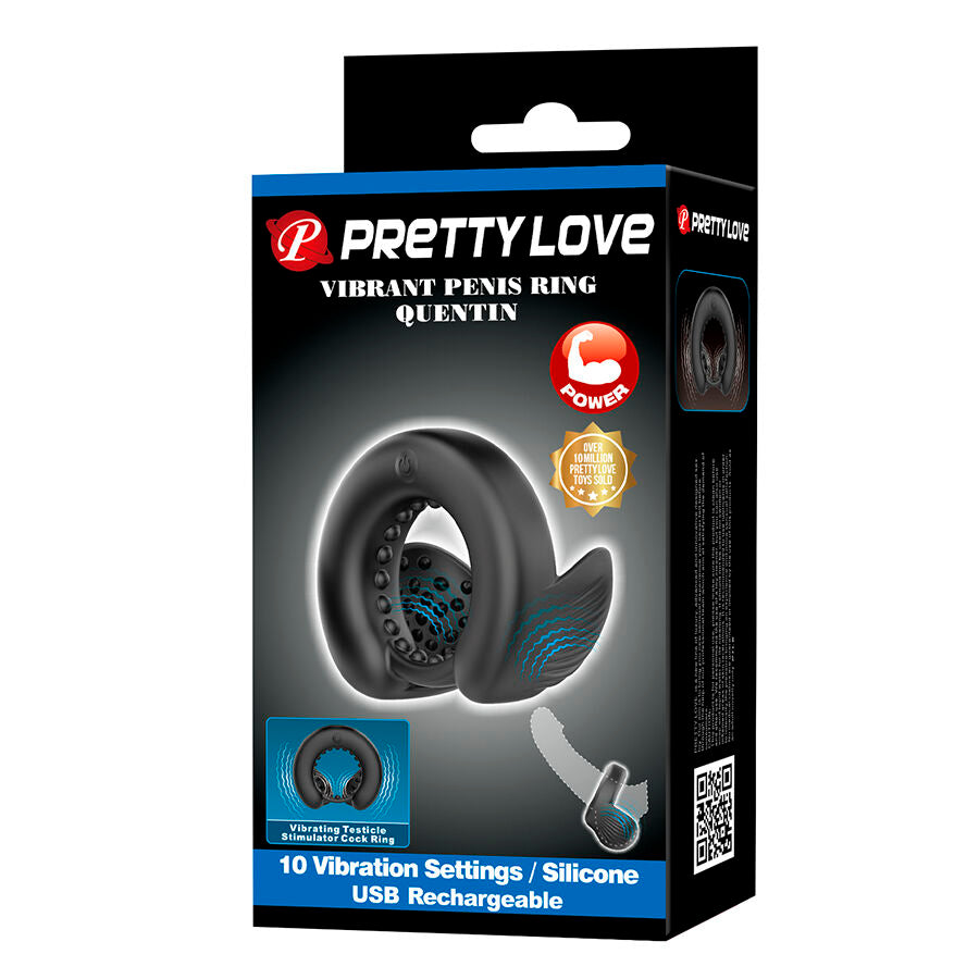 PRETTY LOVE - ANNEAU PÉNIEN QUENTIN AVEC STIMULATEUR TESTICULAIRE