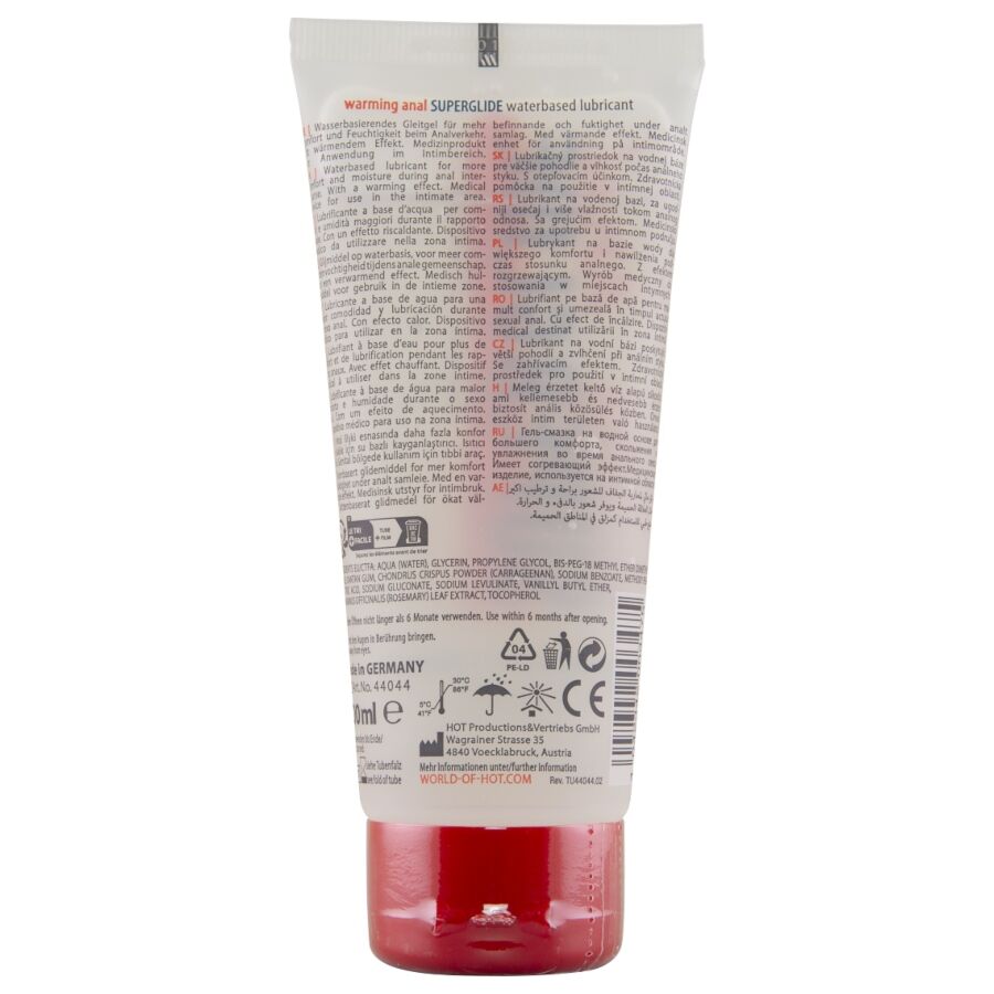 HOT - ANAL SUPERGLIDE LUBRIFIANT INTENSEMENT CHAUFFANT À BASE D'EAU 100 ML