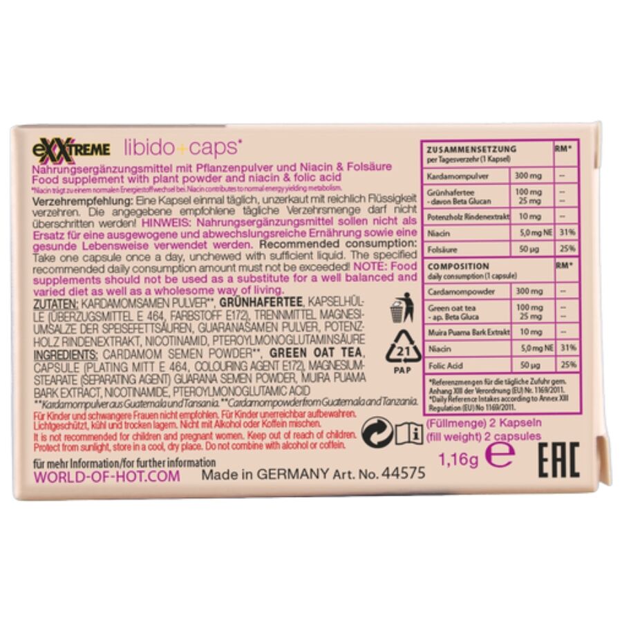 HOT - CAPSULES LUBIDO EXTRA FEMME 2 UNITÉS