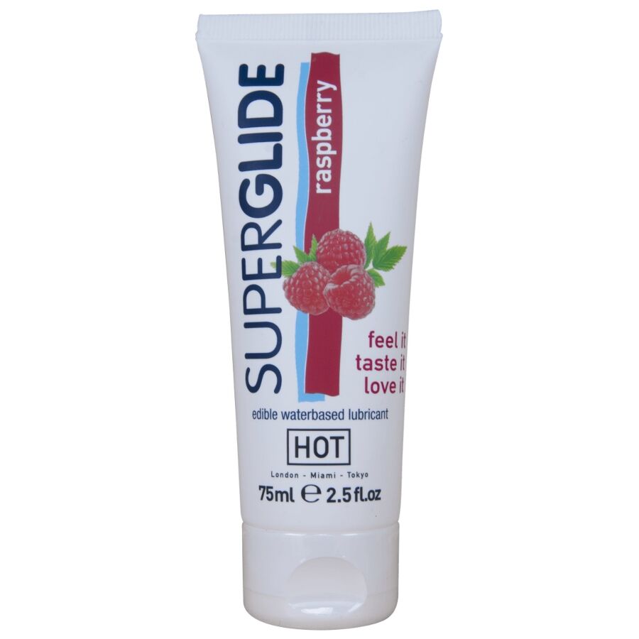 HOT - SUPERGLIDE LUBRIFIANT COMESTIBLE À BASE D'EAU, FRAMBOISE, 75 ML