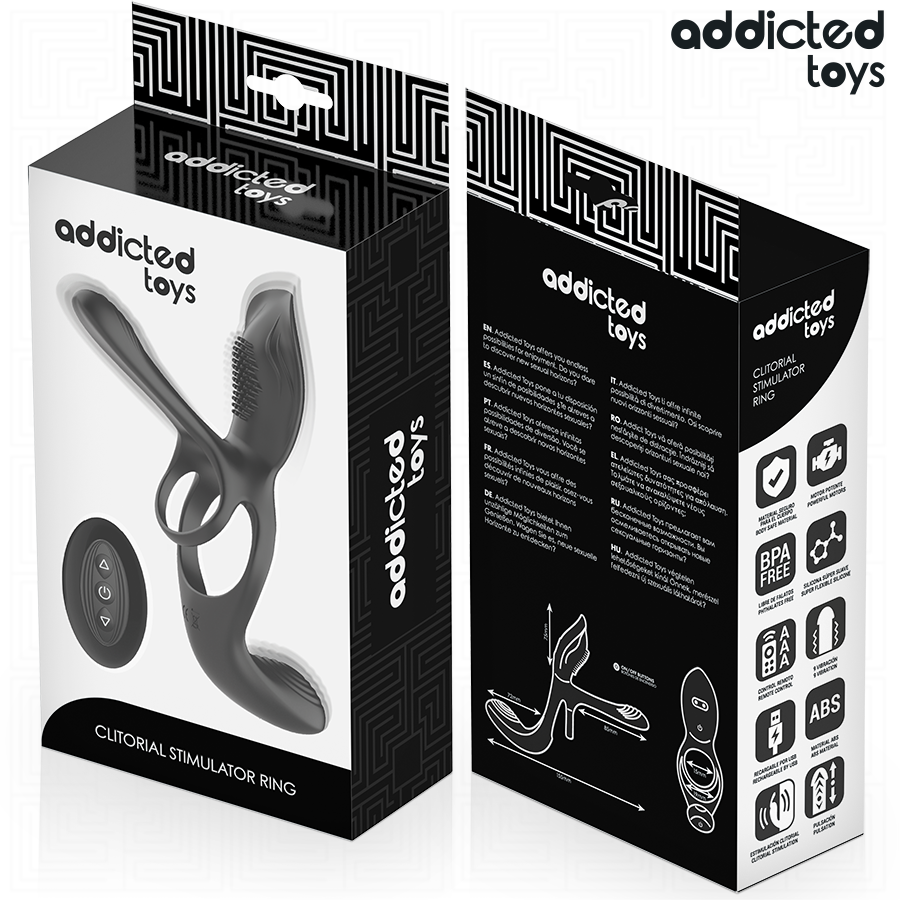 ADDICTED TOYS - ANNEAU PÉNIEN DOUBLE AVEC STIMULATEUR CLITORIDIEN