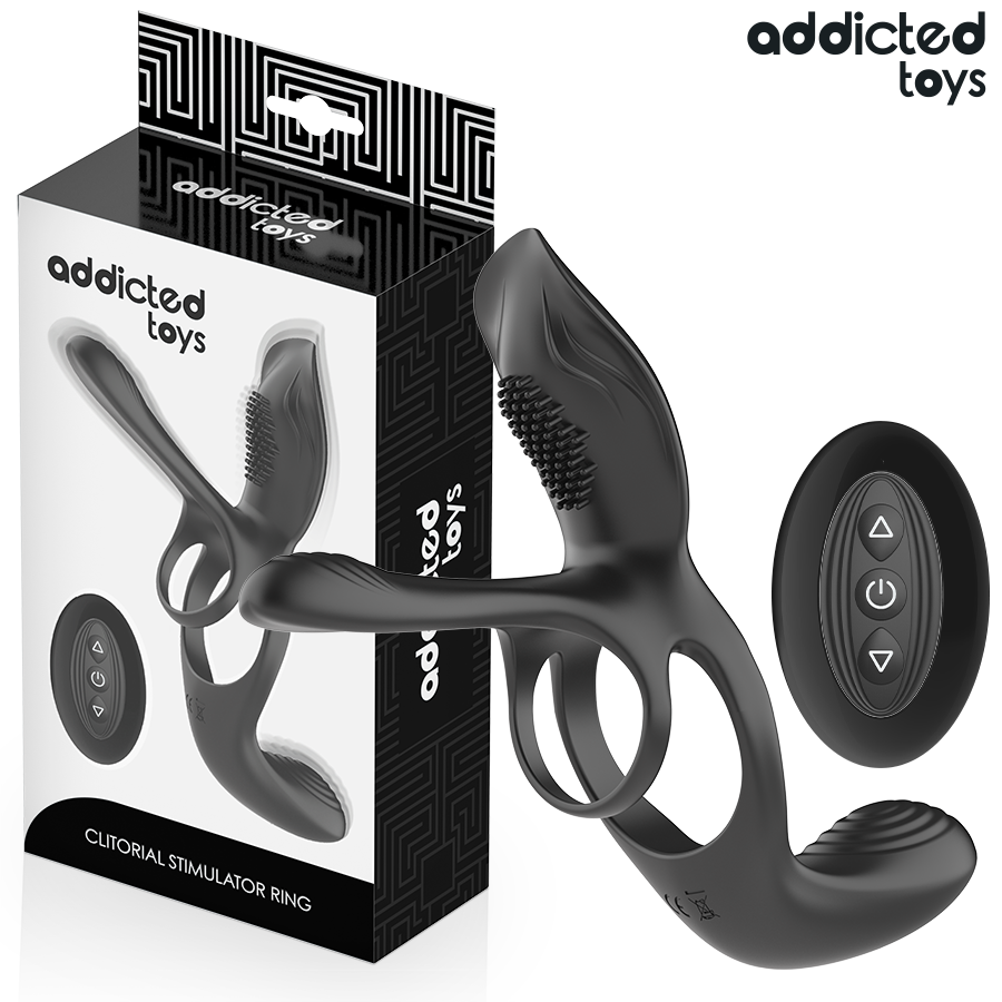 ADDICTED TOYS - ANNEAU PÉNIEN DOUBLE AVEC STIMULATEUR CLITORIDIEN