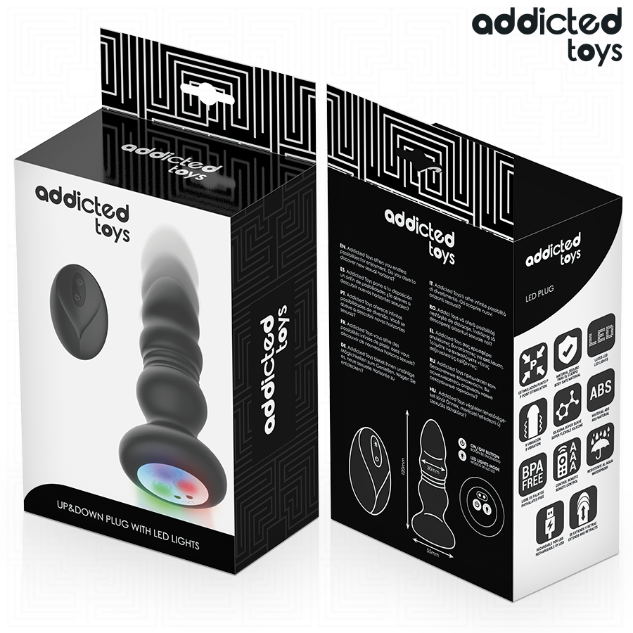 ADDICTED TOYS – PLUG ANAL VIBRANT ROTATIF AVEC LUMIÈRE LED ET TÉLÉCOMMANDE