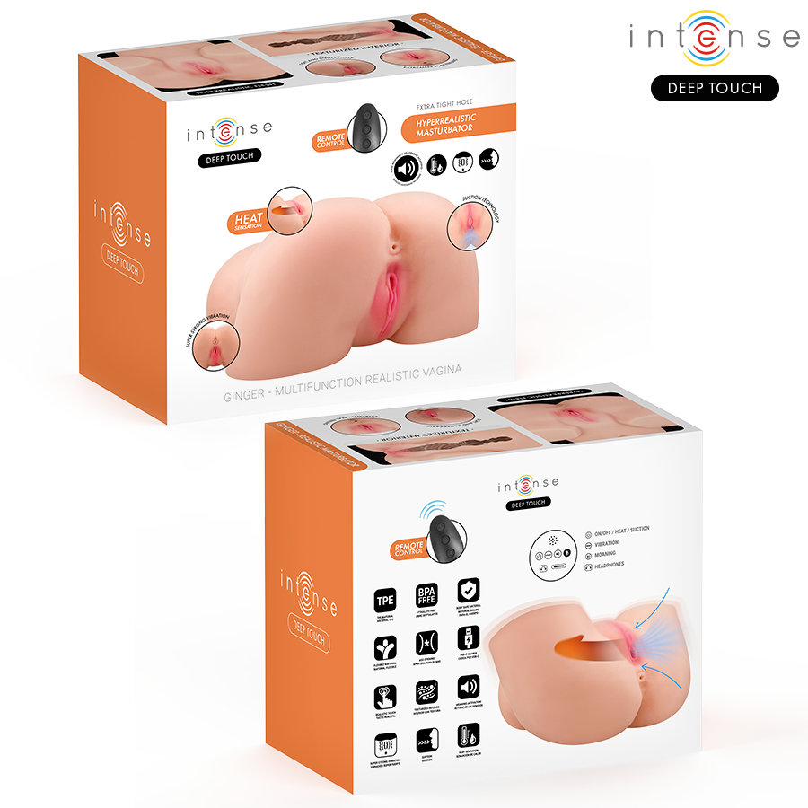 TOUCH PROFOND INTENSE – MASTURBATEUR VAGINAL GINGER AVEC EFFETS D'ASPIRATION, DE CHAUFFE, DE VIBRATION ET SONORES AVEC TÉLÉCOMMANDE 5,3 KG