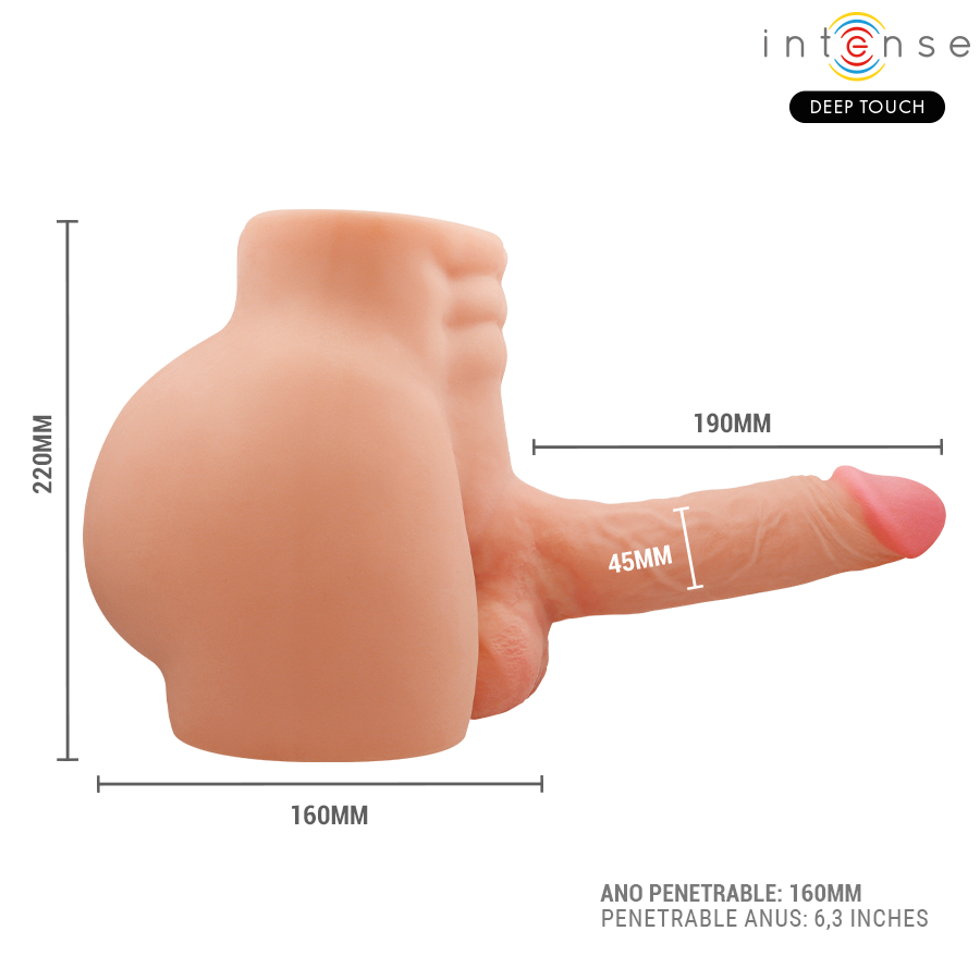 TOUCHER PROFOND INTENSE - TORSE RICHIE AVEC ANUS ET DILDO RÉALISTE AVEC FONCTIONS DE POUSSÉE ET DE VIBRATION, TÉLÉCOMMANDE, 4,7 KG
