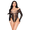LEG AVENUE - 89370 TEDDY EN RÉSILLE ET DENTELLE, NOIR - TAILLE UNIQUE