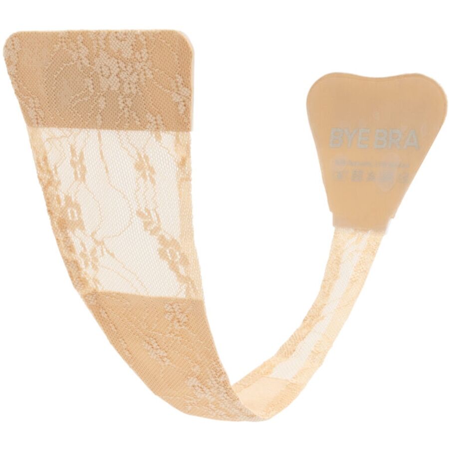 BYE-BRA - TANGA ADHÉSIF EN DENTELLE BEIGE TAILLE UNIQUE