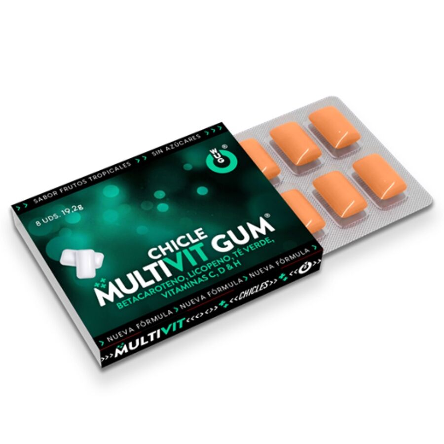 WUG GUM - MULTIVITAMINES AVEC VITAMINE C, H, D, BÊTA-CAROTÈNE, LYCOPÈNE ET THÉ VERT, 1 X 8 UNITÉS