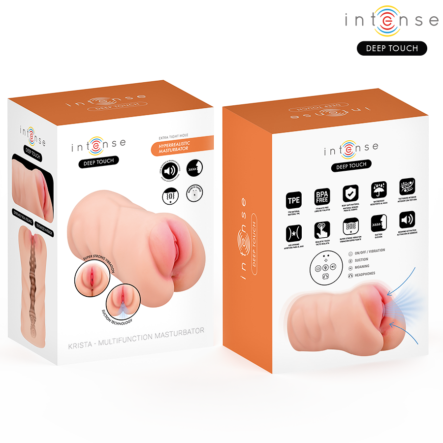 TOUCHER PROFOND INTENSE - MASTURBATEUR VAGINAL KRISTA AVEC EFFETS D'ASPIRATION, DE VIBRATION ET SONORES 1,2 KG