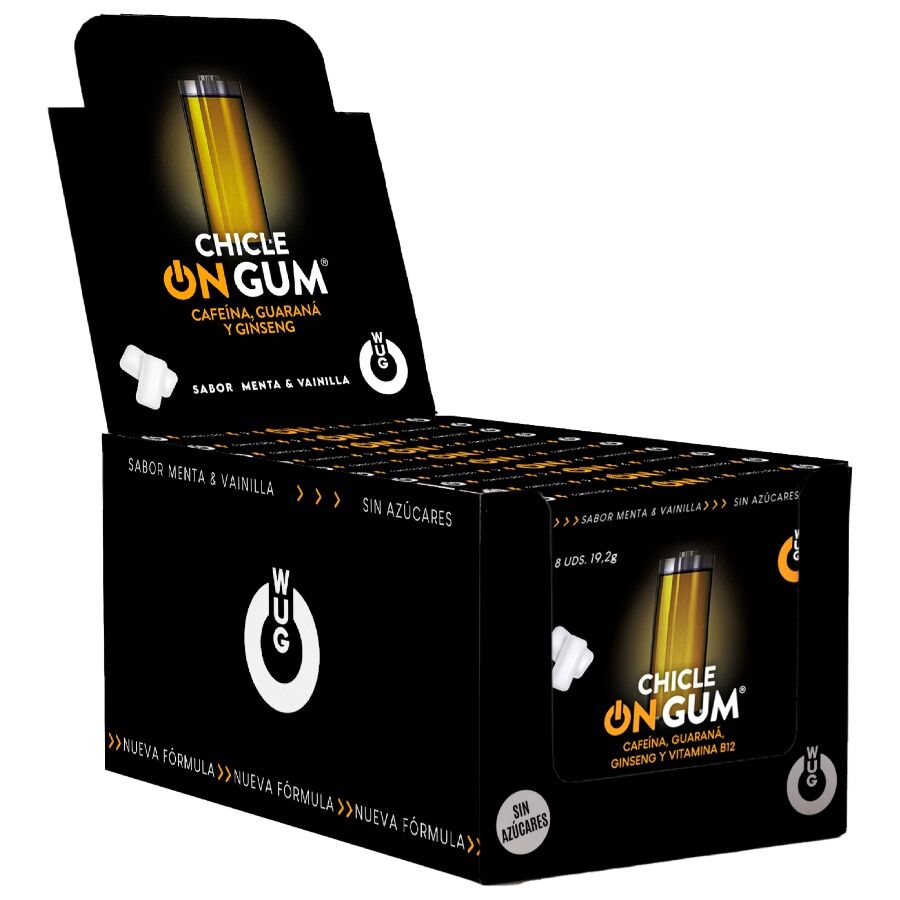 WUG GUM - PRÉSENTOIR DE GOMMES CAFÉINE, GINSENG ET GUARANA | 12 x 8 UNITES