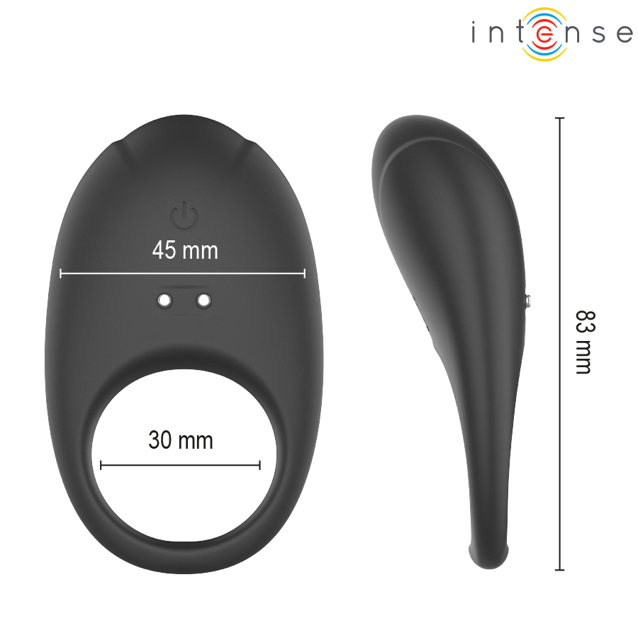 INTENSE - MERLOTTE ANILLO VIBRADOR CON ESTIMULACIÓN DE CLÍTORIS NEGRO