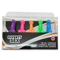 DIABLO PICANTE – BOÎTE DE 5 BOUGIES EN FORME DE PÉNIS DE COULEURS ASSORTIES