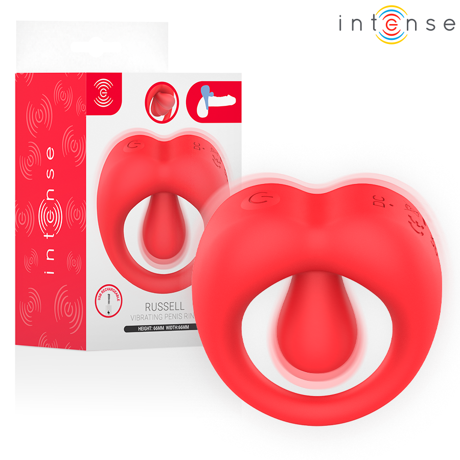 INTENSE - ANILLO VIBRADOR CON ESTIMULACIÓN DEL CLÍTORIS DE RUSSELL ROJO