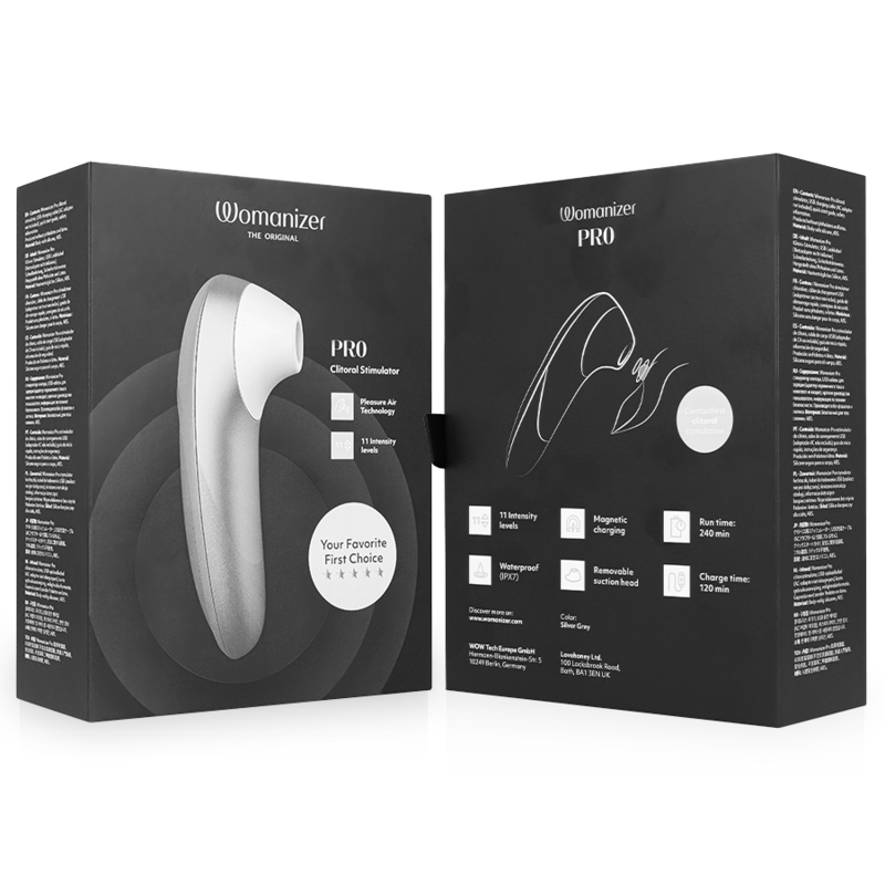 WOMANIZER - STIMULATEUR CLITORIDIEN PRO VIBRANT GRIS ARGENT