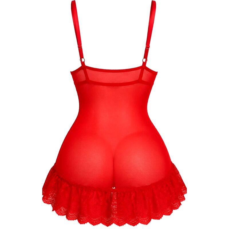 LIVCO CORSETTI FASHION - ENSEMBLE DE NUIT T-SHIRT + STRING ROUGE 2028 S/M
