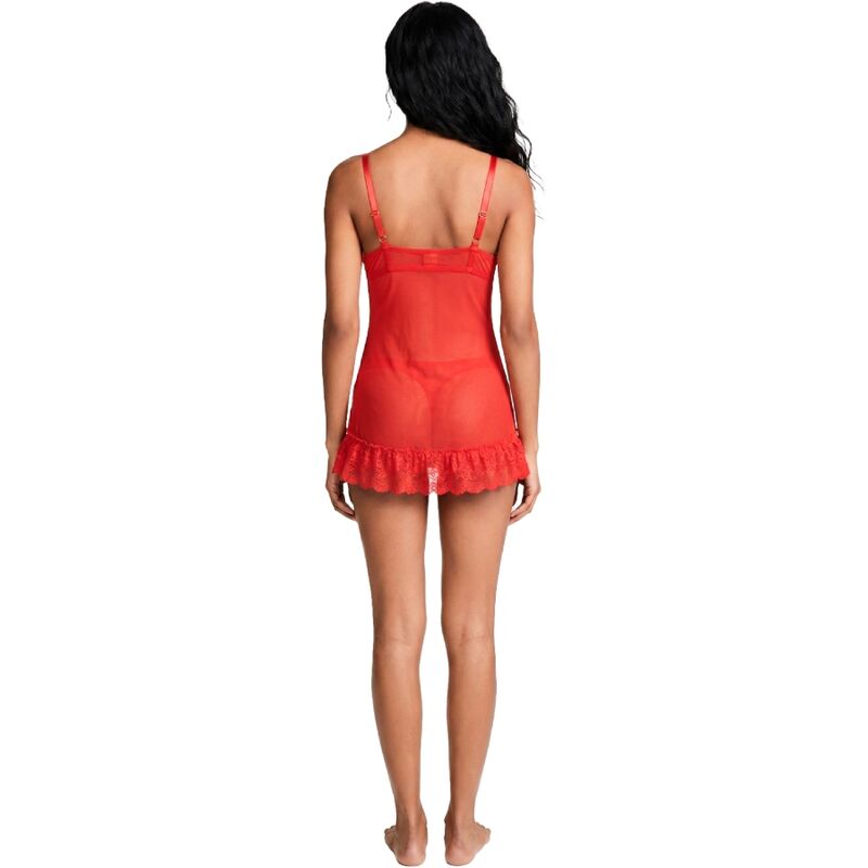 LIVCO CORSETTI FASHION - ENSEMBLE DE NUIT T-SHIRT + STRING ROUGE 2028 S/M