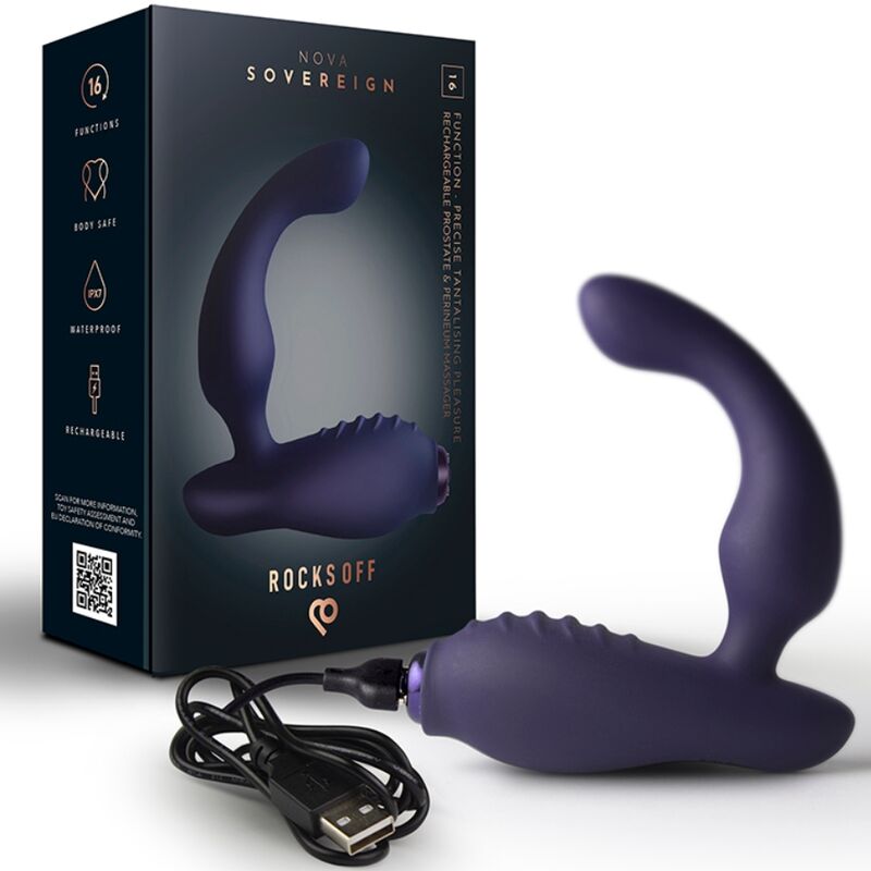 ROCKS-OFF - MINI BAGUETTE MAGIQUE RECHARGEABLE 16 FONCTIONS, ROSE PIVOINE