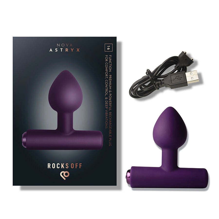 ROCKS-OFF - NOVA ASTRYX PREMIUM PLUG ANAL RECARGABLE 16 FUNCIONES NEGRO