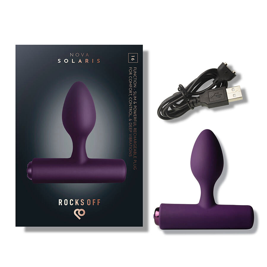 ROCKS-OFF - NOVA SOLARIS PLUG ANAL FINO RECARGABLE 16 FUNCIONES NEGRO