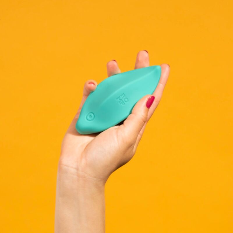 ROMP - VIBREUR VAGINAL STIMULATEUR CLITORIDIEN, FORME ERGONOMIQUE, VERT AQUA
