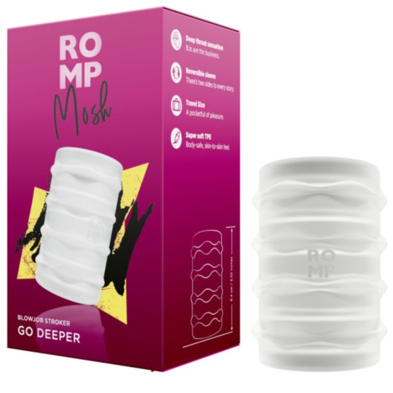 ROMP - MOSH MASTURBATEUR TRANSPARENT POUR HOMMES AVEC GAINE RÉVERSIBLE DE 6 CM