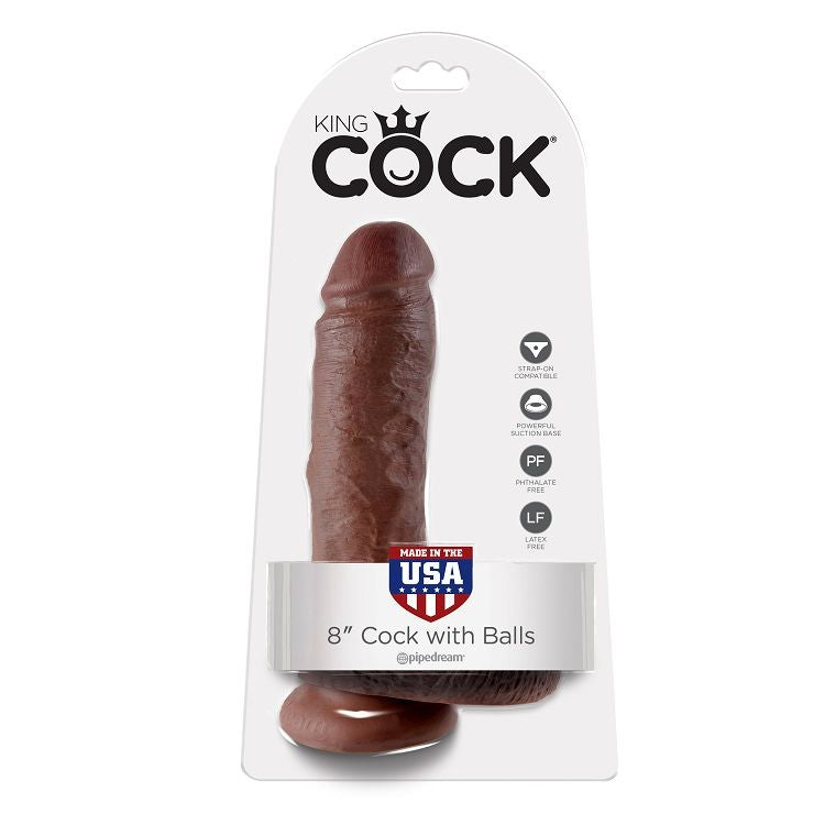 KING COCK - PÉNIS RÉALISTE 8" MARRON 20,3 CM