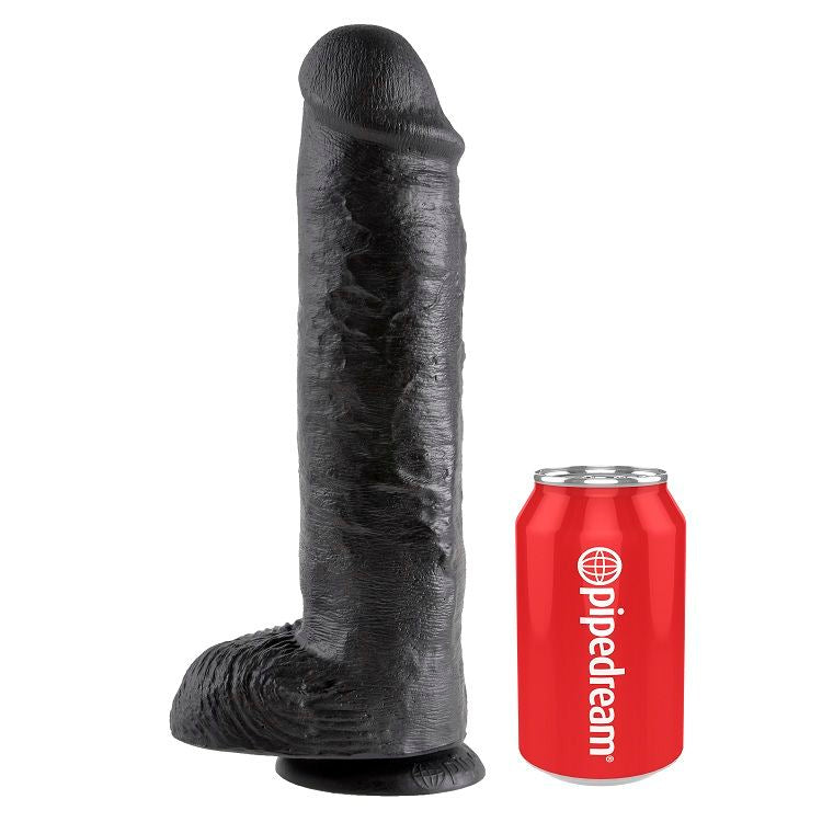 KING COCK - 11 DILDO NOIR AVEC TESTICULES 28 CM
