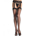 LEG AVENUE - OUTLET - BAS NOIRS AVEC JARRETELLES EN DENTELLE