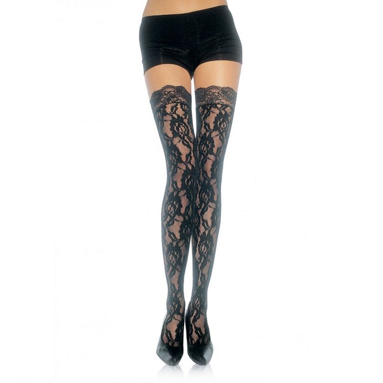 LEG AVENUE - BAS AUTO-FIXANTS EN DENTELLE FLEURIE