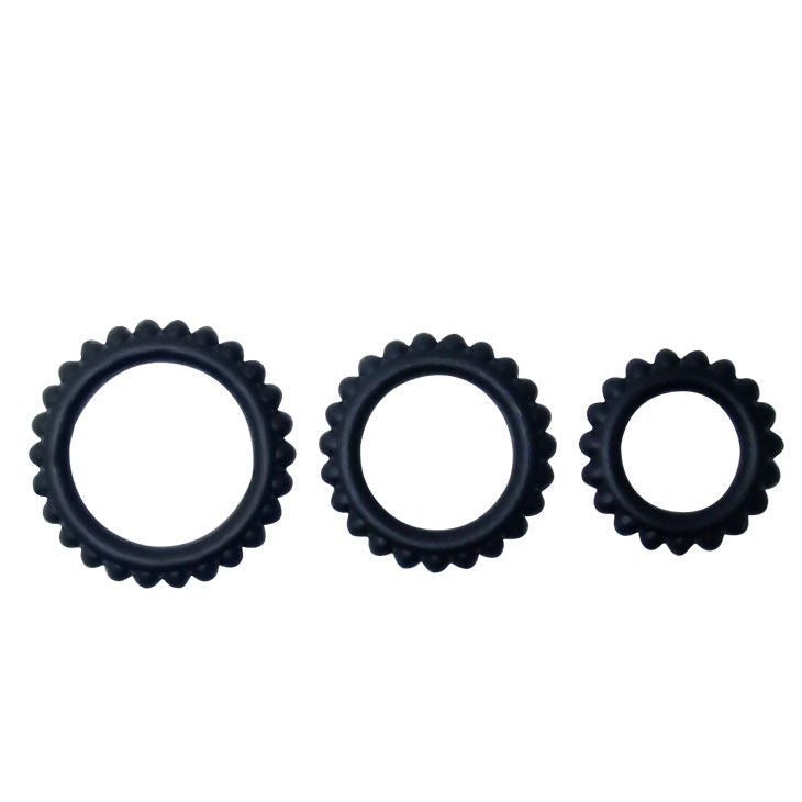 BAILE - TITAN SET DE 3 ANNEAUX PÉNIS NOIRS 2,8 + 2,4 + 1,9 CM