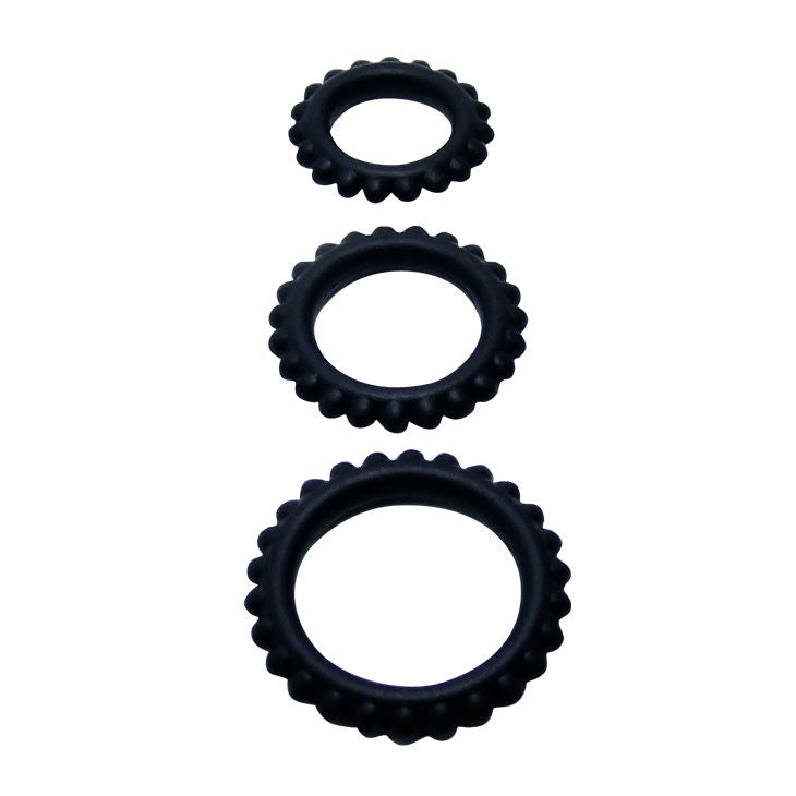 BAILE - TITAN SET DE 3 ANNEAUX PÉNIS NOIRS 2,8 + 2,4 + 1,9 CM