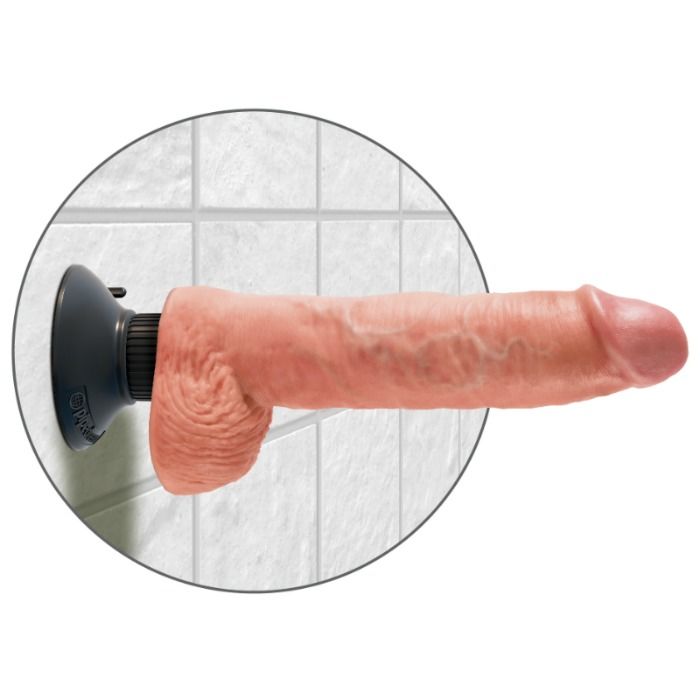 KING COCK - DILDO VIBRANT AVEC TESTICULES 25,5 CM COULEUR NATURELLE