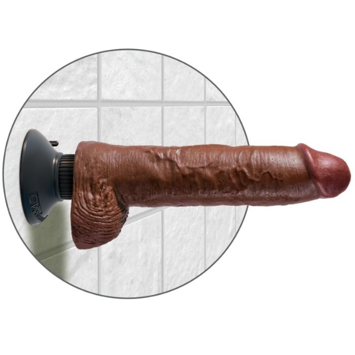 KING COCK - DILDO VIBRANT AVEC TESTICULES 25.5 CM COULEUR MARRON